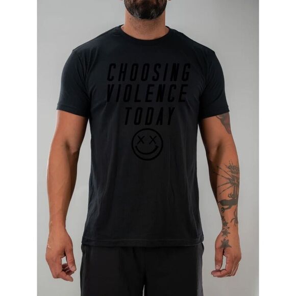 Salty Savage Unisex Choosing Violence Short Sleeve T-Shirt in Black Size Small - Picture 5 of 5